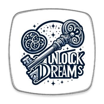 Unlock Dreams - Schlüssel Illustration - Viereckiger Kühlschrankmagnet - Weiß - Vorne