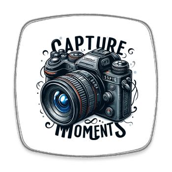 Capture Moments - Camera Illustration - Square fridge magnet - white - Front