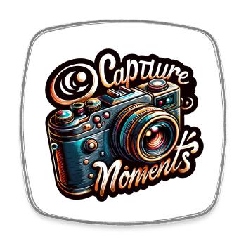 Capture Moments - Camera Illustration - Square fridge magnet - white - Front