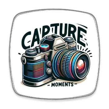 Capture Moments - Camera Illustration - Square fridge magnet - white - Front