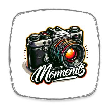 Capture Moments - Camera Illustration - Square fridge magnet - white - Front