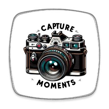 Capture Moments - Camera Illustration - Square fridge magnet - white - Front