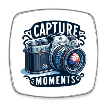 Capture Moments - Camera Illustration - Square fridge magnet - white - Front