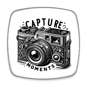 Capture Moments - Camera Illustration - Square fridge magnet - white - Front