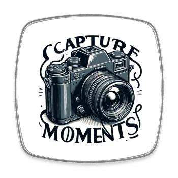 Capture Moments - Camera Illustration - Square fridge magnet - white - Front