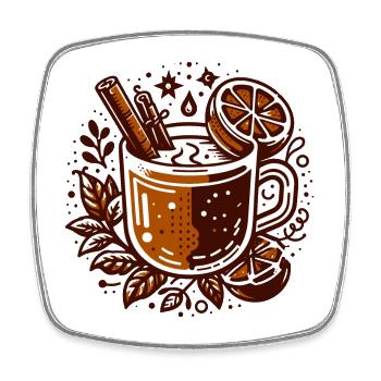 WINTER HOT DRINK COFFEE CAFÉ TEA REST TIME - Square fridge magnet - white - Front