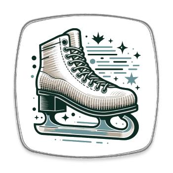 PATINAGE SUR GLACE PATINAGE SUR GLACE HIVER RAQUETTES À NEIGE SPORTS - Magnet carré - blanc - Devant