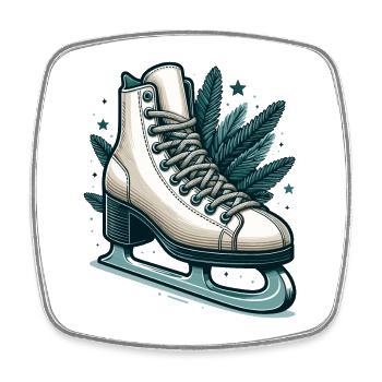 PATINAGE SUR GLACE PATINAGE SUR GLACE HIVER RAQUETTES À NEIGE SPORTS - Magnet carré - blanc - Devant