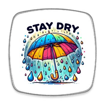 Restez au sec - Illustration de parapluie - Magnet carré - blanc - Devant