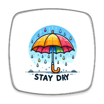 Restez au sec - Illustration de parapluie - Magnet carré - blanc - Devant