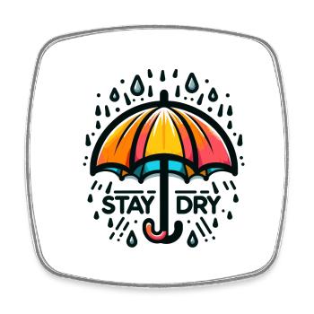 Restez au sec - Illustration de parapluie - Magnet carré - blanc - Devant