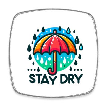 Stay Dry - Regenschirm Illustration - Viereckiger Kühlschrankmagnet - Weiß - Vorne