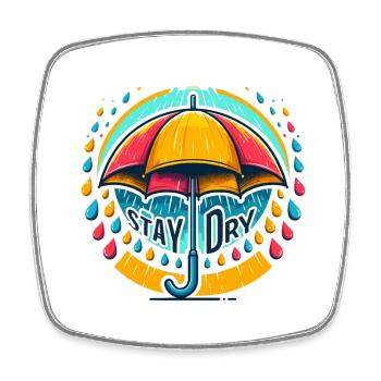 Restez au sec - Illustration de parapluie - Magnet carré - blanc - Devant