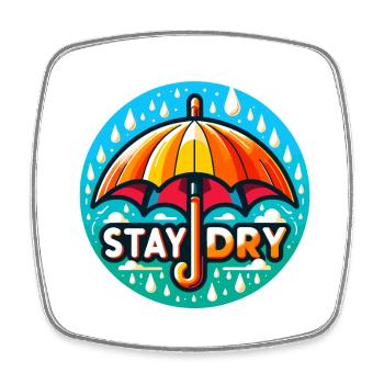 Restez au sec - Illustration de parapluie - Magnet carré - blanc - Devant