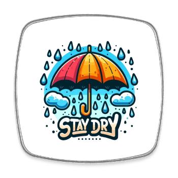 Restez au sec - Illustration de parapluie - Magnet carré - blanc - Devant