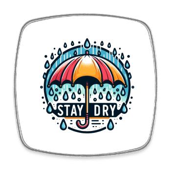 Restez au sec - Illustration de parapluie - Magnet carré - blanc - Devant