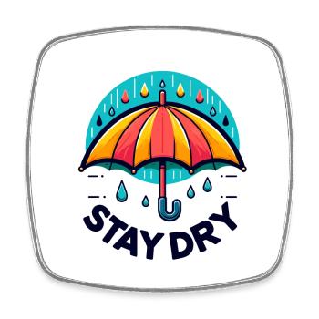 Restez au sec - Illustration de parapluie - Magnet carré - blanc - Devant