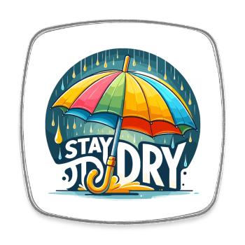 Restez au sec - Illustration de parapluie - Magnet carré - blanc - Devant