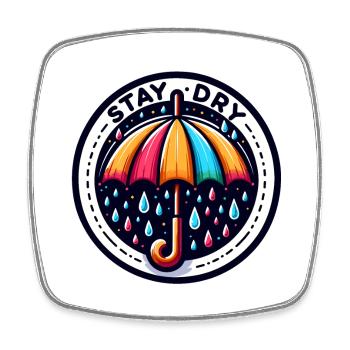 Stay Dry - Regenschirm Illustration - Viereckiger Kühlschrankmagnet - Weiß - Vorne