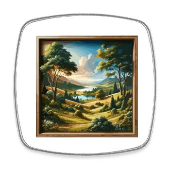 Paysage - Illustration - Magnet carré - blanc - Devant