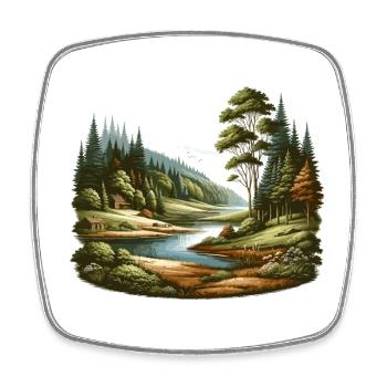 Landschaft - Illustration - Viereckiger Kühlschrankmagnet - Weiß - Vorne