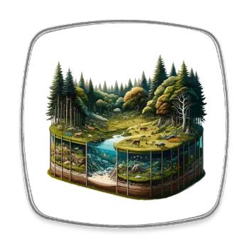 Landscape - Illustration - Square fridge magnet - white - Front