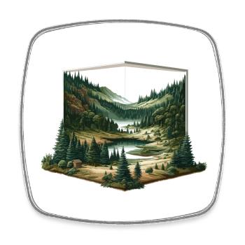 Paysage - Illustration - Magnet carré - blanc - Devant