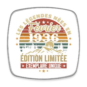 Nées En Février 1936 Anniversaire 88 ans Retro 88e - Magnet carré - blanc - Devant