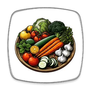 GEMÜSEPLATTE GEMÜSE PFLANZE BUNT VEGETARISCH VEGAN - Viereckiger Kühlschrankmagnet - Weiß - Vorne