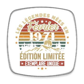 Nées En Février 1971 Anniversaire 53 ans Retro 53 - Magnet carré - blanc - Devant