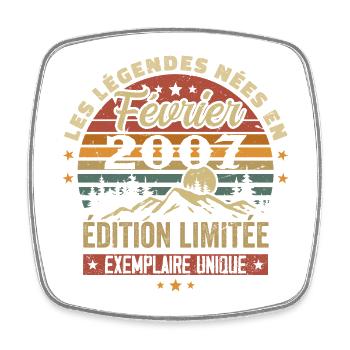 Born In February 2007 Birthday 17 Years Retro 17 - Square fridge magnet - white - Front