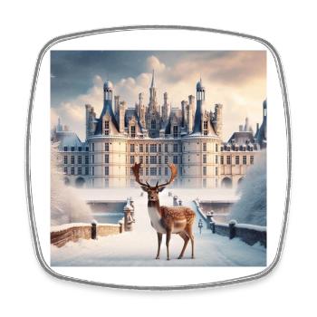 Majestic Deer at the Castle - Square fridge magnet - white - Front