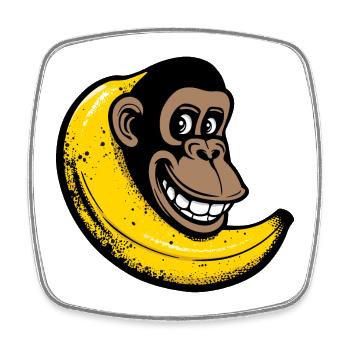 Monkey fused with banana - Square fridge magnet - white - Front