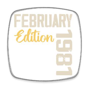 February 1976 Birthday February 1976 Retro - Square fridge magnet - white - Front