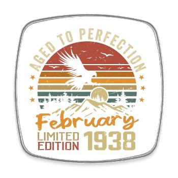 Born in February 1938 Birthday 1938 February - Square fridge magnet - white - Front