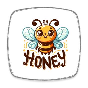 Oh Honey - Bees Illustration - Square fridge magnet - white - Front