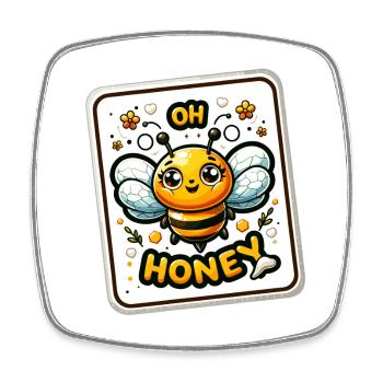 Oh miel - Illustration d’abeilles - Magnet carré - blanc - Devant