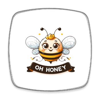 Oh Honey - Bees Illustration - Square fridge magnet - white - Front