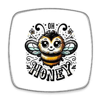 Oh miel - Illustration d’abeilles - Magnet carré - blanc - Devant