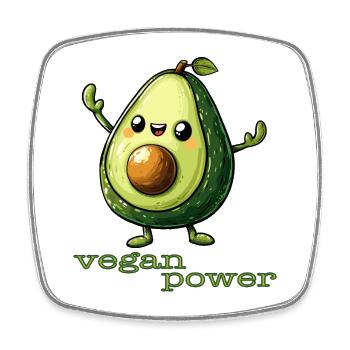 Vegan Power - Avocado - Square fridge magnet - white - Front