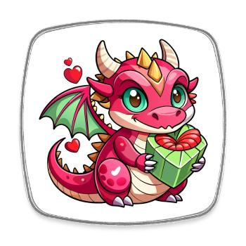 Dragon coloré - Magnet carré - blanc - Devant