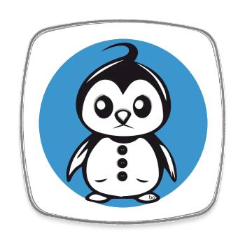 Pinguin Bo-Grafik - Viereckiger Kühlschrankmagnet - Weiß - Vorne