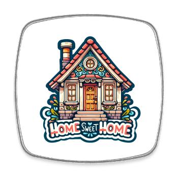 Home Sweet Home - House Illustration - Square fridge magnet - white - Front