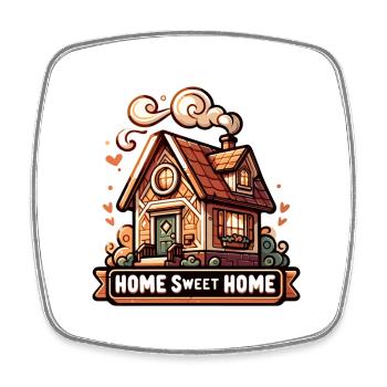 Home Sweet Home - House Illustration - Square fridge magnet - white - Front