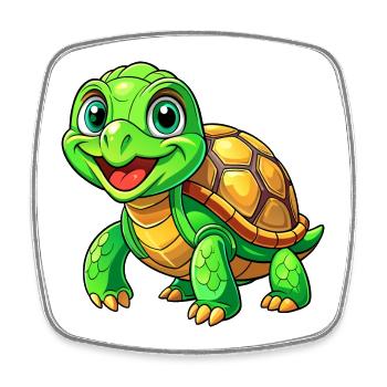 Méga Tortue Mignonne - Magnet carré - blanc - Devant