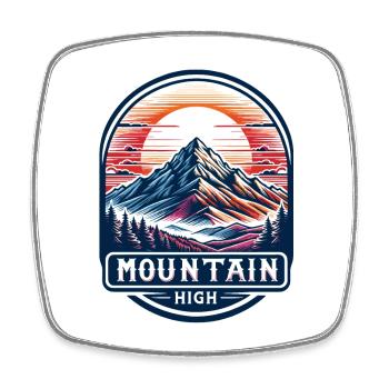 Mountain High - Berg Illustration - Viereckiger Kühlschrankmagnet - Weiß - Vorne