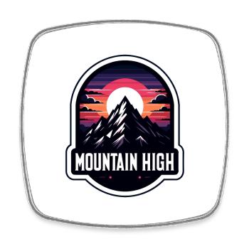 Mountain High - Berg Illustration - Viereckiger Kühlschrankmagnet - Weiß - Vorne