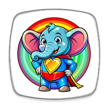Superhelden Elefant - Viereckiger Kühlschrankmagnet - Weiß - Vorne