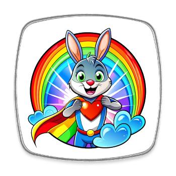 Superhelden Hase - Viereckiger Kühlschrankmagnet - Weiß - Vorne