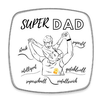 Super Dad - Square fridge magnet - white - Front
